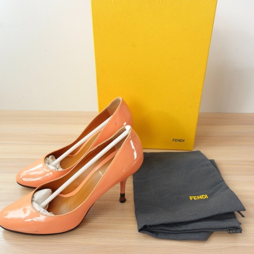FENDI Pump Womens 37 Nude 6 Patent Leather Cocktail Peach Party Heels ITALY $995